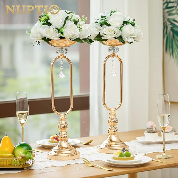 NUPTIO White Flower Centerpieces for Tables: 6 Pcs Artificial Flower Ball Arrangement for Wedding Party - 9.5 Inch Diameter Fake Floral Rose for Bridal Shower Decorations