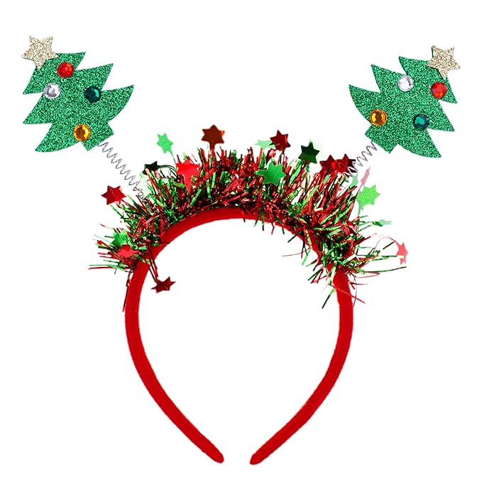 Beleki Christmas Tree Headbands - Glitter Headband Hair Hoop Headwear Cheer Christmas Hair Accessories for Aldut Kids Teens Xmas Festival Party Holiday Themed Events Drees up