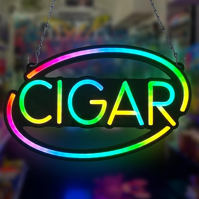 CIGAR-LED Neon Sign for Business,17x10 inch Smoke Shop CIGARS Sign RGB Bright Led for Window Wall Door VapeSmoke Store