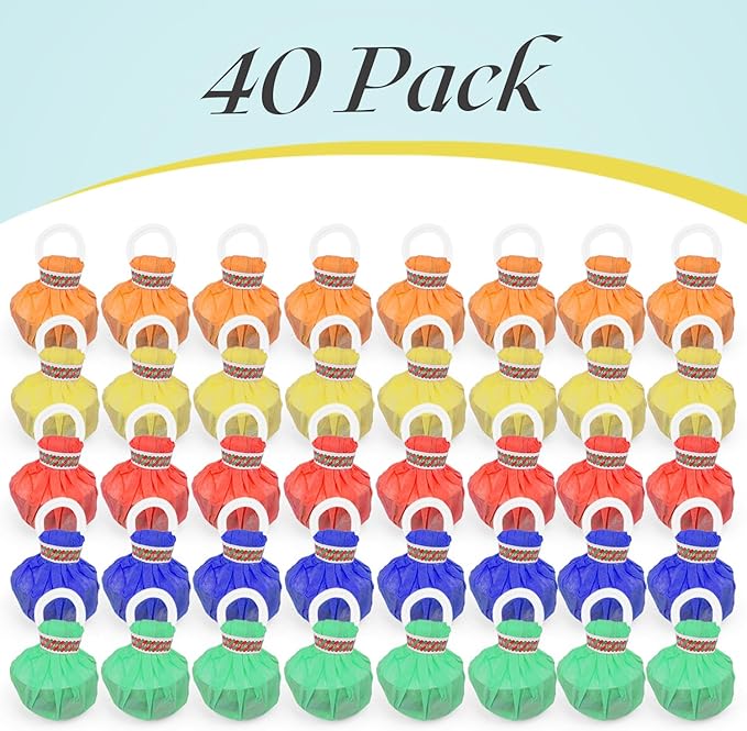 40Pack Colorful Streamers Poppers, Colorful No Mess Paper Crackers, Hand Throw Confetti Streamer for Birthday, Wedding, Party Celebrations