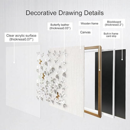 BrightA3D Textured wall decorations, leather and metal-tinged golden and white metal butterfly wall sculptures, large artworks, gradient colors, modern artworks, suitable for decoration in living rooms and bedrooms. 23.6"x23.6"