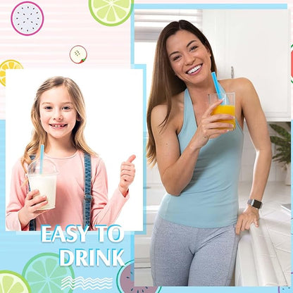 Tessco for you Jumbo Smoothie Straws Bulk Large Plastic Disposable Bubble Tea Straws Wide-Mouthed Individually Wrapped for Tall Homemade Milkshakes Drinking(9.84 Inch,Blue,600 Pcs)