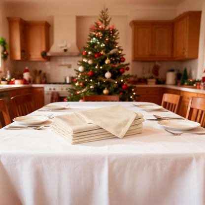Encasa XO Natural Cloth Napkins Set of 6, 17"x17" | Solid Color Cotton Dinner Napkins | Washable & Reusable Napkins for Dining Table Fall Decoration, Holiday & Christmas Festivals