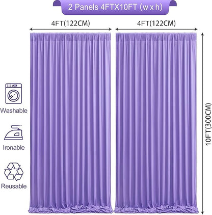 8 x 10ft Lavender Backdrop Curtains Photo Backdrop Drapes Wrinkle-Free Polyester Curtain Backdrop for Girls Birthday Party Photoshoot Backdrop Wedding Baby Shower Graduation Celebrations Decor