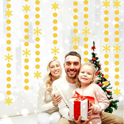 Snowflake Snow Gold Christmas Party-Decorations Garland - 61Ft Winter Wonderland Frozen Hanging Paper Streamers Banner,Birthday New Year Supplies Decor Ouruola