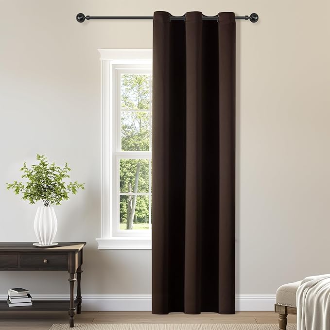 ChrisDowa Brownout Curtains 78 inches Long for Bedroom - Grommet Thermal Insulated Room Darkening Curtains for Living Room (1 Panel, Brown, 42 x 78 Inch)