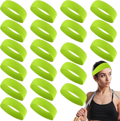 Hotop 20 Pcs Sport Stretchy Headbands for Girls Women Non Slip Soft Fabric Elastic Headband Bulk for Yoga DIY Team Gifts