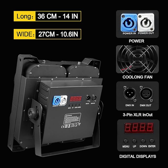 COB Stage Lights, 400W LED Par Light, 3500K~7500K Spotlights LED Blinder Warm&Cold White DMX512 Sound Activated for Church Events Wedding Parties Concert Theater