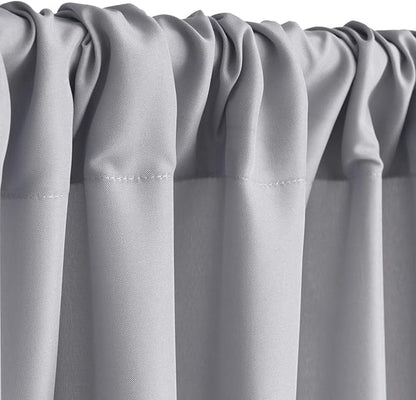 Hiasan Silver Grey Backdrop Curtains for Parties, Polyester Photography Backdrop Drapes for Family Gatherings, Wedding Decorations, 5ftx10ft, Set of 2 Panels