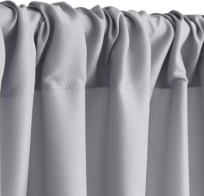 Hiasan Silver Grey Backdrop Curtains for Parties, Polyester Photography Backdrop Drapes for Family Gatherings, Wedding Decorations, 5ftx78ft, Set of 2 Panels
