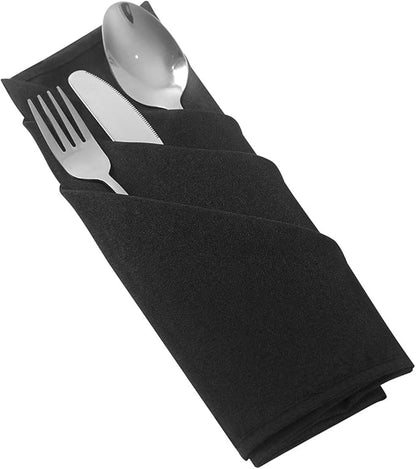 25pcs Polyester Cloth Napkins - 17 x 17 inch Black Dinner Washable Napkins with Hemmed Edges for Restaurant/Wed(25,Black)