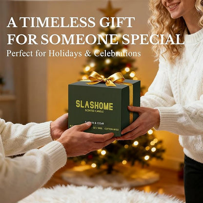 Balsam Cedar Candle, Large 3 Wick 12oz Soy Scented Candle, Luxury Christmas Birthday & Holiday Gift for Women & Men, Long Lasting 60+ Hour Clean Non-Toxic Burn, Elegant Winter Home Decor