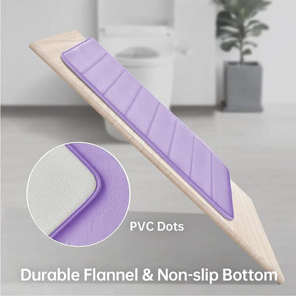 RUN HELIX Lavender Bathroom Rug Set 3 Pieces Ultra Soft, Striped Non Slip Memory Foam Toilet Mat, Absorbent Plush Shaggy Bath Mats for Bathroom, Bedroom, Kitchen