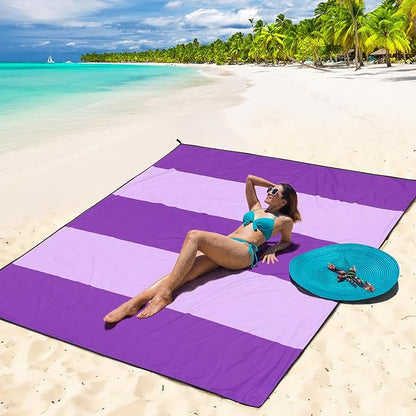Beach Blanket Waterproof Sandproof Beach Mat 79" X 83"/10'x9'for 2-8 Adults Quick Drying Outdoor Picnic Mat Beach Accessories for Travel, Camping, Hiking