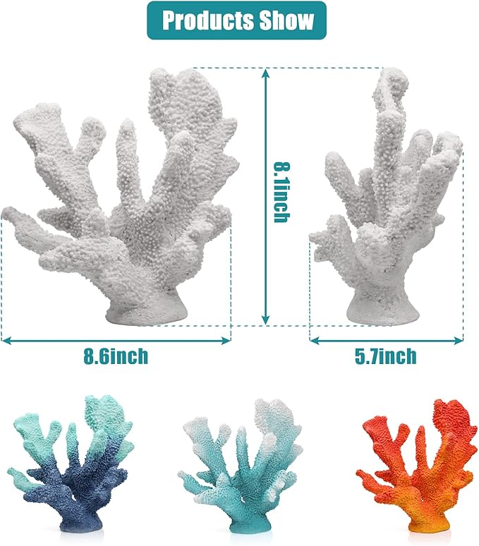 Accessoryway Orange Shades Artificial Beach Coral Coastal Decor Resin Statue Nautical Decorations Hawaiian Beach Home Bedroom Party Centerpieces for Tables-8.2