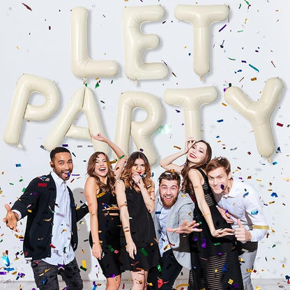 Custom 40 Inch Giant Foil Letter Balloons for Women's Birthday Party - Cream White Beige O, Helium Self Inflating Mylar Alphabet