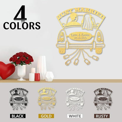 Personalized Anniversary Wedding Gifts for Couples, Custom Metal Sign with Couples Name and Date, Last Name Sign, Metal Art Wall Decor, Home Decor, Engagement Bridal Shower Gifts Color08