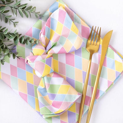 Socomi Easter Spring Cloth Napkins Diamond Pastel Washable Cotton Napkins 17"x17" for Wedding Party Bridal Baby Shower Birthday Table Decorations Set of 10