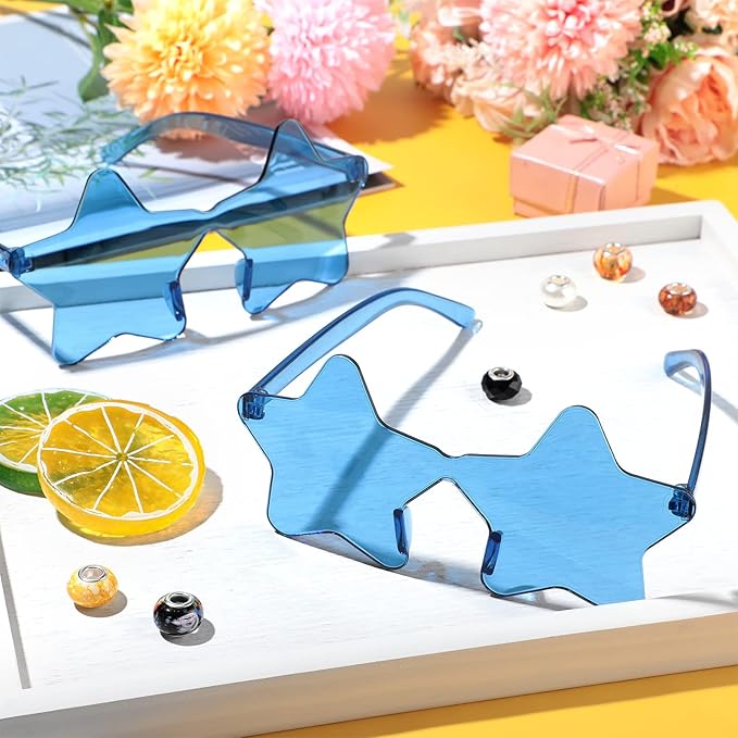 Cindeer 40 Pairs Rimless Star Shape Sunglasses Colorful Transparent Sunglasses Pentagram Glasses for Party