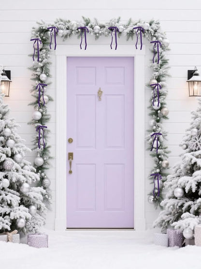 SIMISI RIBBON 24 Pcs Purple Velvet Christmas Tree Bows Door Garland Decor Vintage Wreath Bow (3/8'' Wide, 5 * 7 inch)