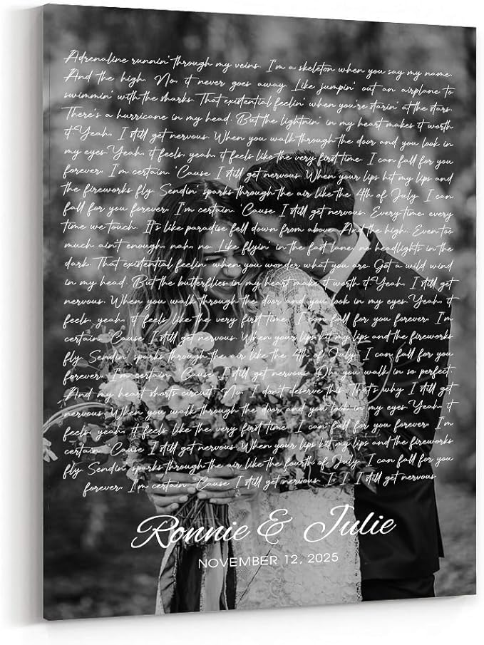 GABITA Personalized Wall Art for Couples, Anniversary Canvas for Couple Parent Grandparent, Our First Dance Canvas Poster, Vinyl Record Wedding Song Lyrics for Anniversary Keepsake 4