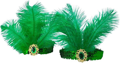 Feather Headpiece Sequins Headbands 1920s Flapper Showgirl Headpieces for Women Girls Carnival Party Accessories