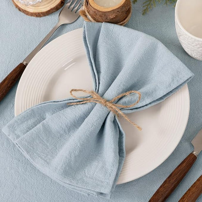 Socomi Cloth Napkins Grey Blue Fall Thanksgiving Washable Reusable Bulk Linen Cotton Napkins Set of 4 17"x17" for Wedding Party Bridal Baby Shower Birthday Dining Table Decorations