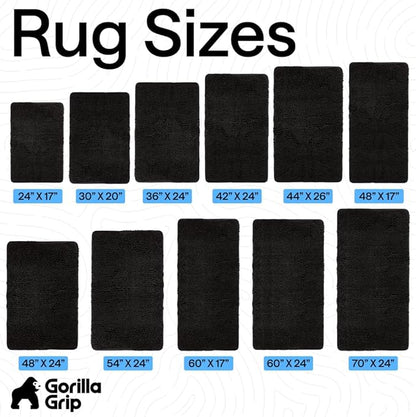 GORILLA GRIP Bath Rug Mat 60x17, Thick Soft Absorbent Chenille, Quick Dry Microfiber Mats, Rubber Backing Washable Shower Floor Rugs, Bathmat Runner, US Designed Bathroom Home Decor Accessories Black