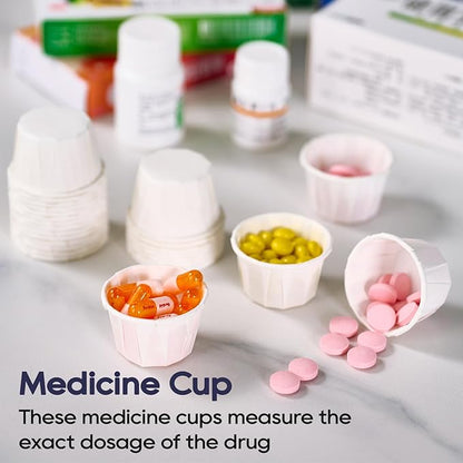 LITOPAK 500 Pack 1 oz Paper Souffle Cups, Disposable Paper Medicine Cups for Tasting Pills, Food Dessert, and Condiments