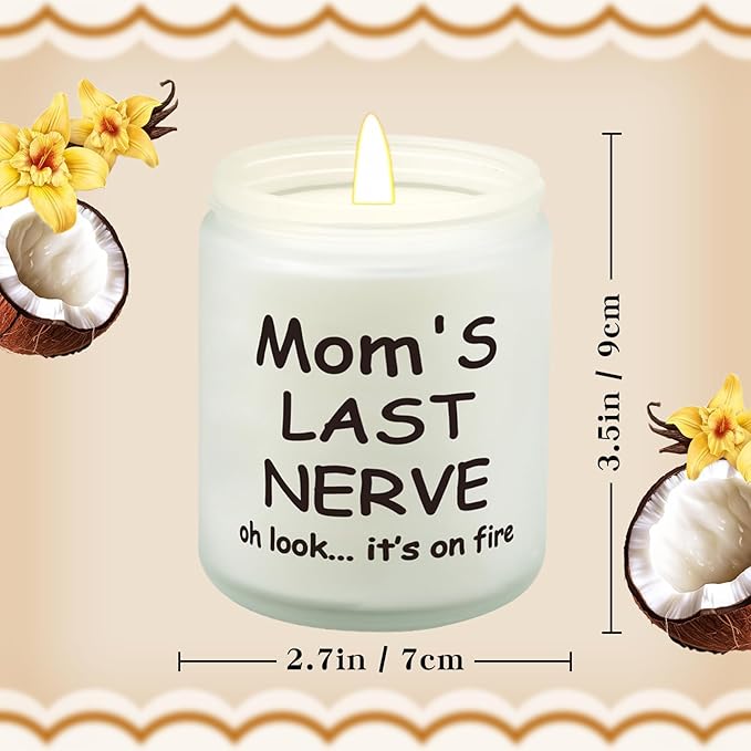 Lihome Vanilla Coconut Scented Jar Candle, Mom's Last Nerve, 7oz, Gift Boxed