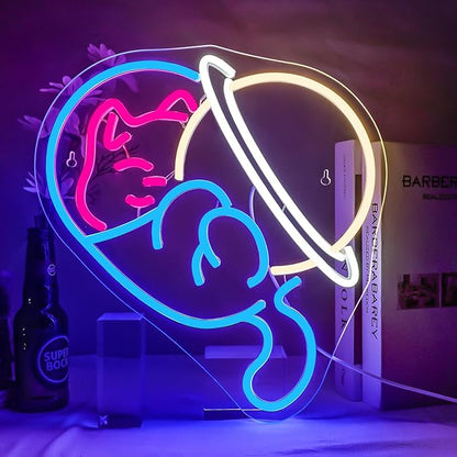 NOSUN Astronaut Cat Neon Sign Cat Neon Signs for Wall Decor Anime Neon Sign Funny Decor Room Blue Light Up Sign for Bedroom Bar Party Gifts for Kids Adul Women Light