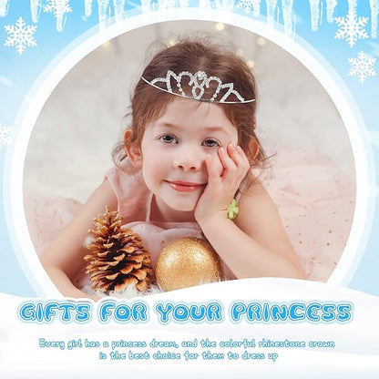 48-Piece Princess Crystal Tiara Crown Set, Silver Rhinestone, Queen Tiara Headband Hair Jewelry for Kids, Women, Costume, Birthday Party