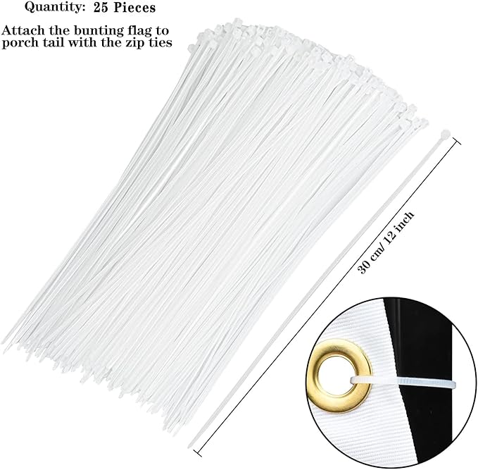 American Flag Bunting Patriotic Pleated Fan Flag USA Flags with Brass Grommets and Zip Ties for 4th of July Memorial Day Decoration Outdoor (2, 3x6 Feet)