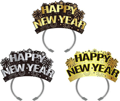 KKBES 12 Pieces Happy New Year Headbands, New Years Eve Party Hats, 2026 New Years Eve Party Supplies