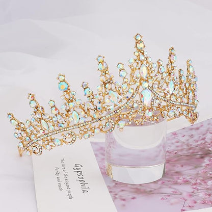 TOBATOBA AB Gold Crown for Women Wedding Tiara for Bride Queen Crown Crystal Tiaras and Crowns for Women Royal Princess Quinceanera Headpieces for Birthday Prom Pageant Halloween Cosplay Accessories