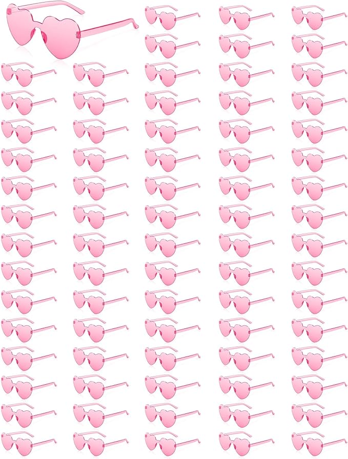 80 Pairs Heart Sunglasses for Women Bulk Transparent Pink Heart Shaped Sunglasses Bachelorette Party Glasses Fun Glasses for Party Favor to Add A Splash of Fun And Style