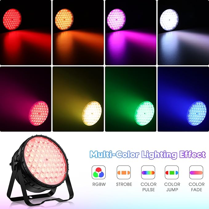 Big Dipper LED Stage Lights Par Lights 54X4W RGBW 4in1 Bright Lighting with High CRI Master-Slave DMX 512 Sound Activated Uplights for Event Concert Club Church 4 Pack