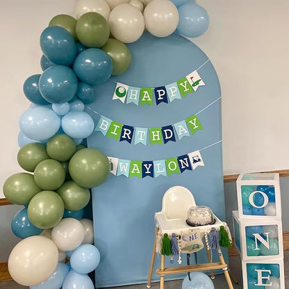 Sage Green Blue Balloons 60 Pcs 12 Inch Dusty Blue Sage Green Cream Balloons Avocado Slate Beige Apricot Balloon for Boys Men Hole in One Golf Boho Goose Baby Shower Birthday Party Decorations