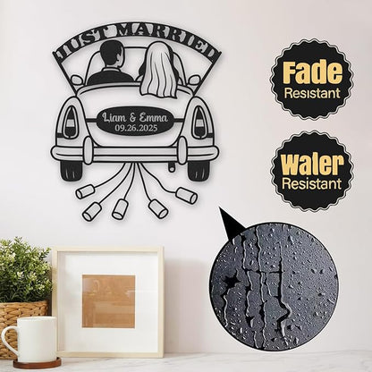 Personalized Anniversary Wedding Gifts for Couples, Custom Metal Sign with Couples Name and Date, Last Name Sign, Metal Art Wall Decor, Home Decor, Engagement Bridal Shower Gifts Color08