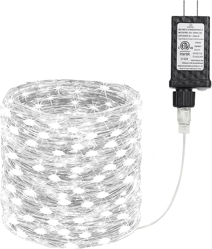 Joomer Fairy String Lights 66FT 200 LEDs Plug in Fairy Lights Indoor Copper Wire String Light DIY for Bedroom, Parties, Wedding, Christmas, Outdoor, Indoor Decoration (White, Non-Connectable)
