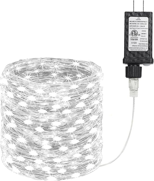 Joomer Fairy String Lights 33FT 100 LEDs Plug in Fairy Lights Indoor Copper Wire String Light DIY for Bedroom, Parties, Wedding, Christmas, Outdoor, Indoor Decoration (White, Non-Connectable)