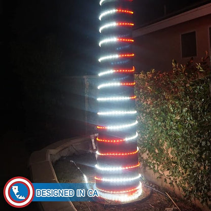 Russell Decor 100ft/30m LED Rope Lights Indoor Outdoor Decorative Lighting for Party Trees Patio Deck Flexible String Lights-Red White