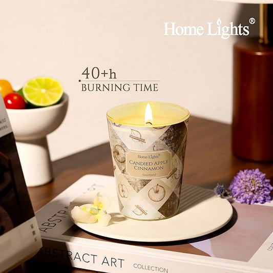 HomeLights Large jar Candle | 1-Wick Long-Lasting Scented Candles, 6.7oz Natural Soy Wax Candle for Home Scented, Rustic Modern Gifts for Women & Men, Candied Apple Cinnamon