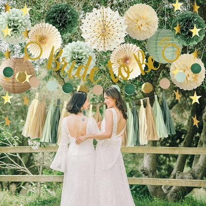 Bridal Shower Decorations Sage Green Bachelorette Party Decorations Bride To Be Banner Olive Sage Green Paper Pom Poms Paper Tassel Garlands Wedding Shower Party Decor