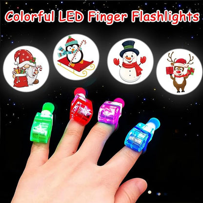 40PCS Christmas Party Favors for Kids,Christmas LED Light Up Finger Lights Glow in the Dark Party Favors for Kids, Classroom Prizes Trick or Treats Gifts