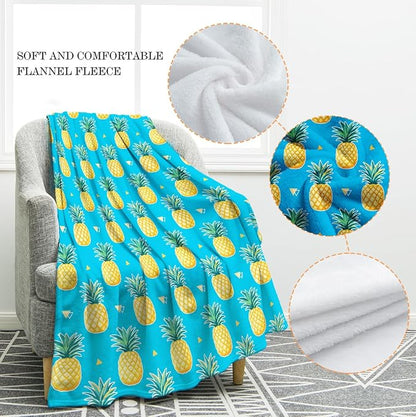 Jekeno Pineapple Fruit Blanket Gifts for Women Kids Girls Boys Mom Wife Men Birthday Christmas Halloween Easter Presents Home Bedroom Living Room Bed Sofa Decor Plush Throw 50"x60"