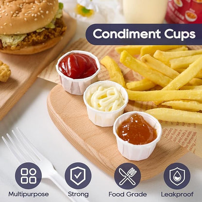 LITOPAK 1000 Pack 1 oz Paper Souffle Cup, Disposable Paper Medicine Cup for Tasting Pills, Food Dessert, and Condiments