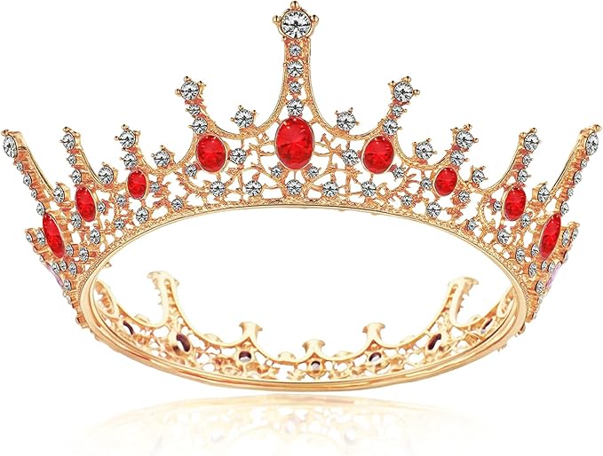 Grevosea Gold Queen Crown for Women, Rhinestone Birthday Crown Princess Tiara Wedding Headband for Bride Hair Accessories