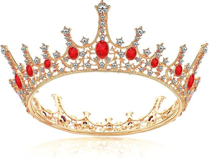 Grevosea Gold Queen Crown for Women, Rhinestone Birthday Crown Princess Tiara Wedding Headband for Bride Hair Accessories