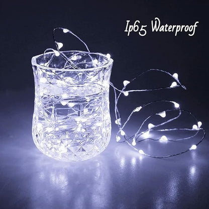 6 Pack Fairy Lights Battery Operated with Timer Silver Wire Mini 13FT 40LED Waterproof Cuttable Twinkle Christmas String Lights for Home Bedroom Wedding DIY Centerpiece Birthday (White)